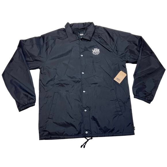 Vans Off the Wall Torrey Skate Snap On Button Jacket Men XL Black Windbreaker - Picture 1 of 6